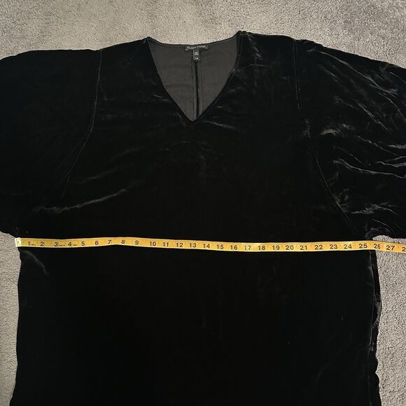 Eileen Fisher $338 V Neck Kimono Dress L Velvet Black Knee Length Party Holiday - Picture 8 of 9